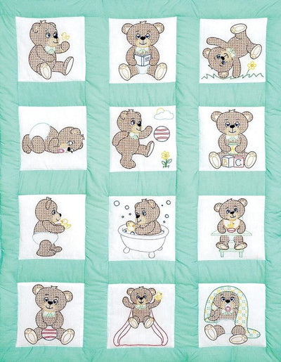 Teddy Bears 9" Pre-Printed Qult Squares