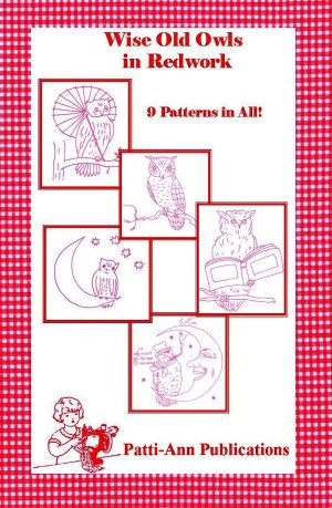 Wise Old Owls in Redwork Embroidery