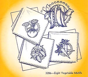 Aunt Martha 3286 - Eight Vegetable Motifs - Grandma's Attic Quilting