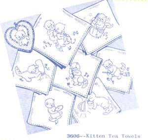 Aunt Martha 3606 - Kitten Tea Towels - Grandma's Attic Quilting