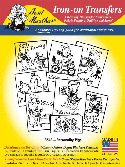 Aunt Martha 3743 - Personality Pigs - Grandma's Attic Quilting