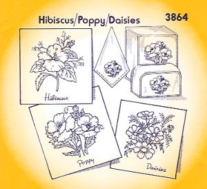 Aunt Martha 3864 - Hibiscus, Poppy, Daisies - Grandma's Attic Quilting