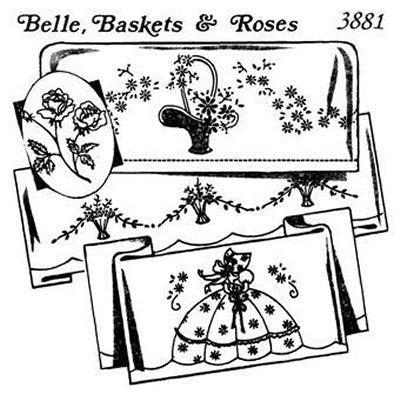 Aunt Martha 3881 - Belle, Baskets & Roses - Grandma's Attic Quilting