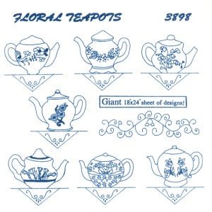 Aunt Martha 3898 - Floral Teapots - Grandma's Attic Quilting