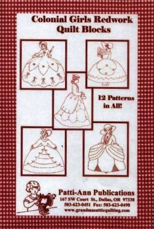 Colonial Girls Redwork Quilt Blocks - Grandma's Attic Quilting