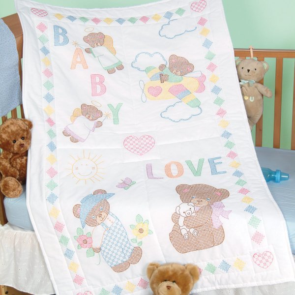 Crib Quilt Top - 4060-93 Baby Loves Bears - Grandma&