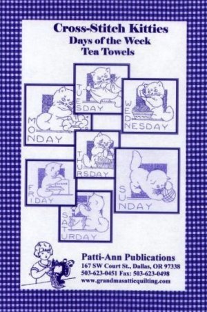 Cross-Stitch Kitties Days of the Week Embroidery - Grandma's Attic Quilting