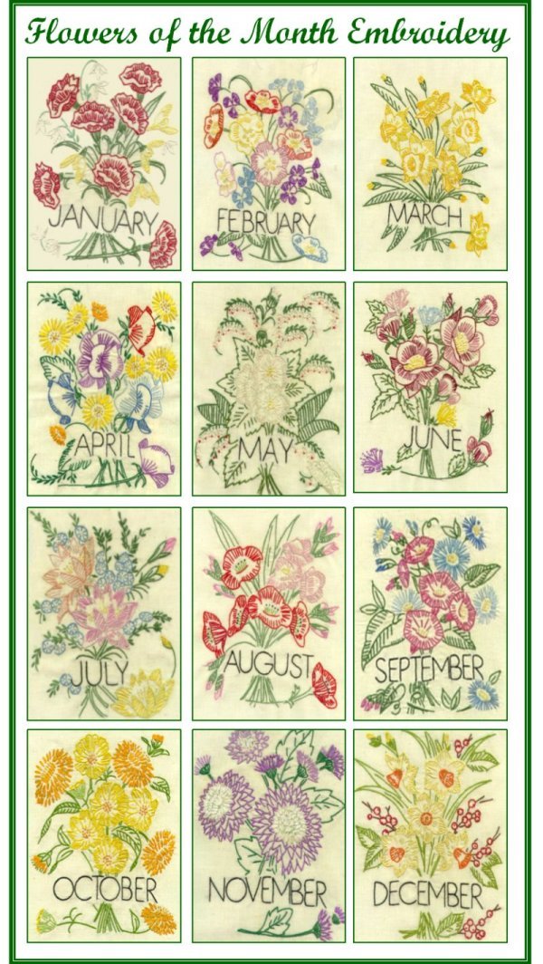 Flower of the Month Embroidery Block of the Month Club - Grandma's Attic Quilting