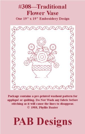 PAB Designs - 308 Traditional Flower Vase - Grandma's Attic Quilting