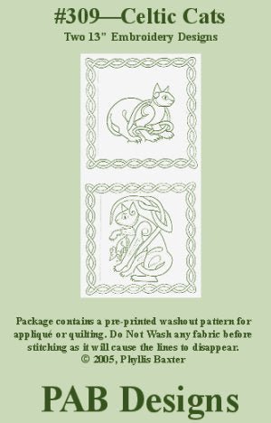 PAB Designs - 309 Celtic Cats - Grandma's Attic Quilting