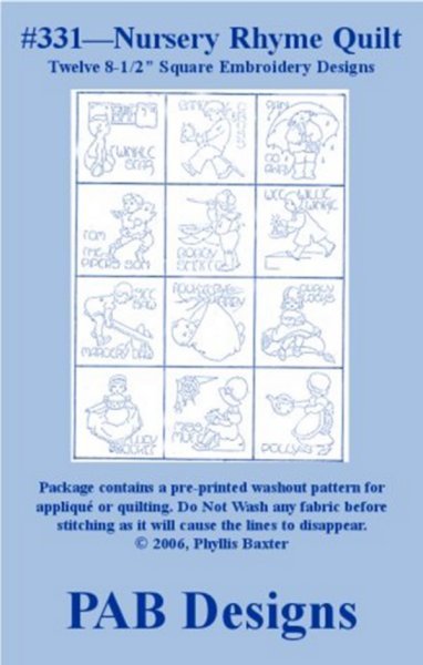PAB Designs - 331 Nursery Rhyme Quilt - Grandma&